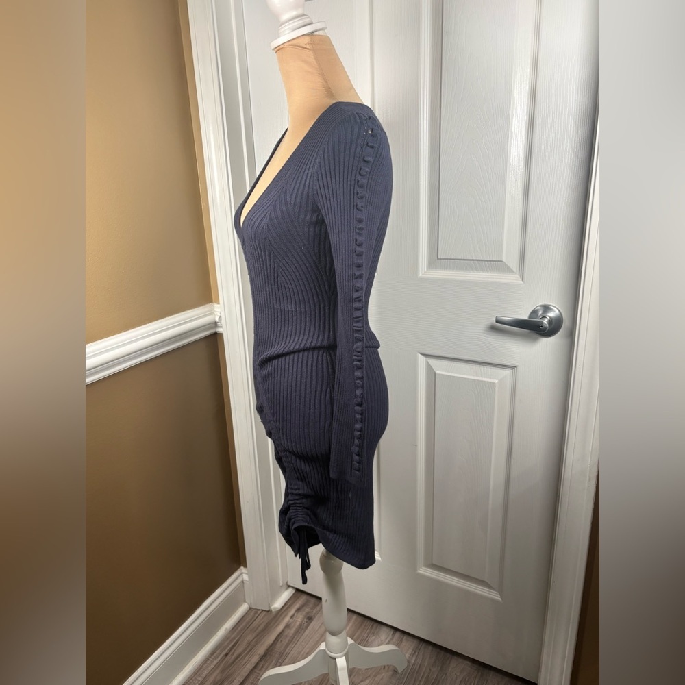 Guess Navy Blue Ribbed Knit Dress Small - Picture 3 of 11